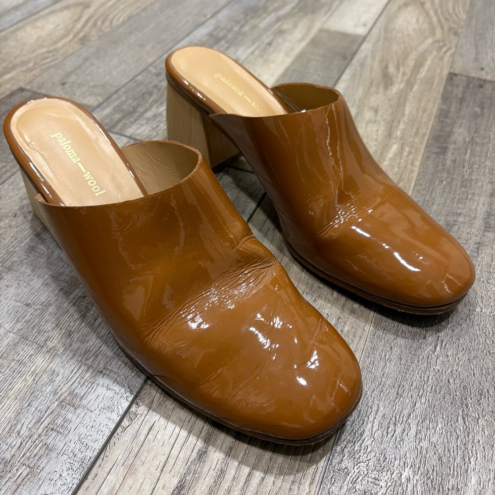 Paloma Wool Lucia patent leather heeled slip on mule